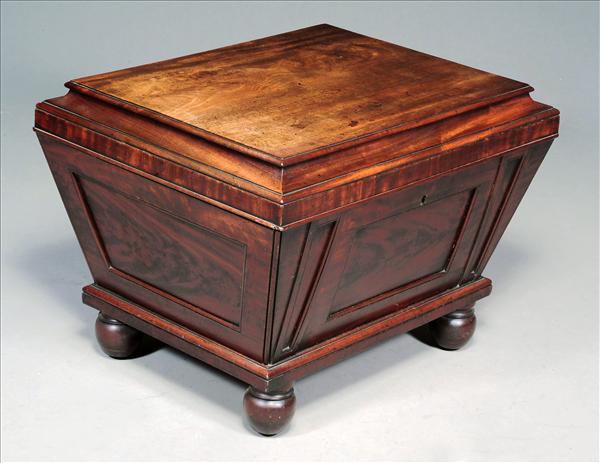 Appraisal: A William IV mahogany sarcophagus cellaret circa the carvetto top