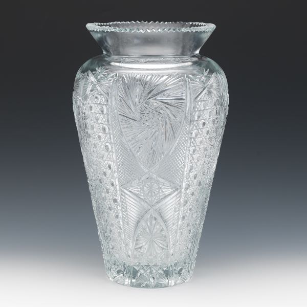 Appraisal: LARGE BRILLIANT CUT CRYSTAL VASE x Heavy brilliant cut crystal