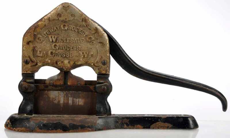 Appraisal: Gateway Grocery Plug Tobacco Cutter Description Guillotine action with silver