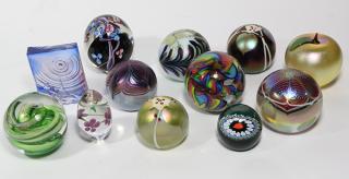 Appraisal: lot of Art glass paperweights one marked GES an Orient