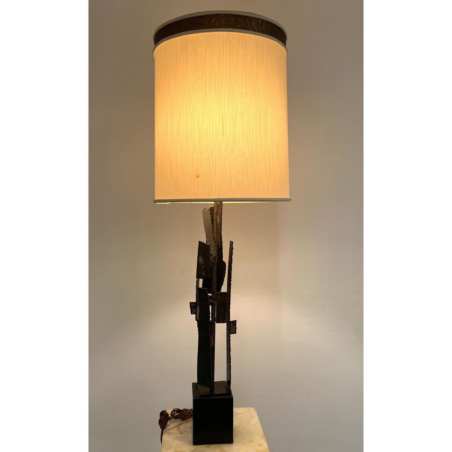 Appraisal: TEMPESTINI for LAUREL Brutalist Table Lamp Tall Welded Metal form