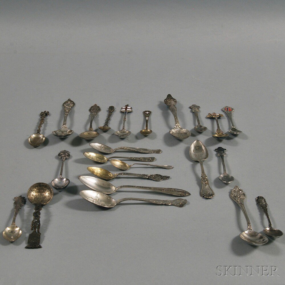 Appraisal: Collection of Assorted Mostly Sterling Silver Souvenir Spoons various makers