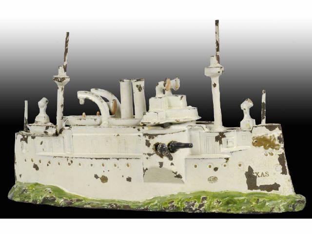 Appraisal: Cast Iron Battleship Texas Still Bank Description Made by J