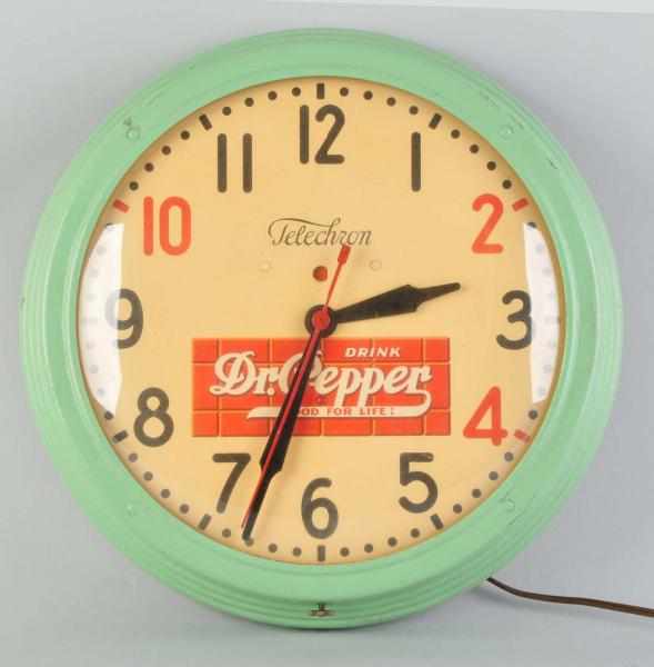 Appraisal: Electric Dr Pepper Telechron Clock Description Outer case has old