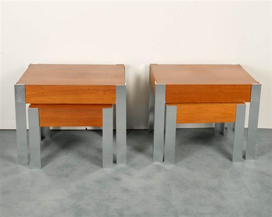 Appraisal: Pair of Milo-style Nesting Tables pcs teak veneer over particle