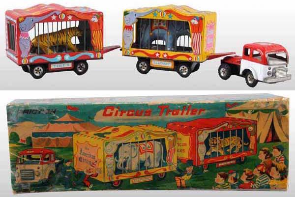 Appraisal: Tin Japanese Friction Circus Trailer Truck Toy Description Friction working