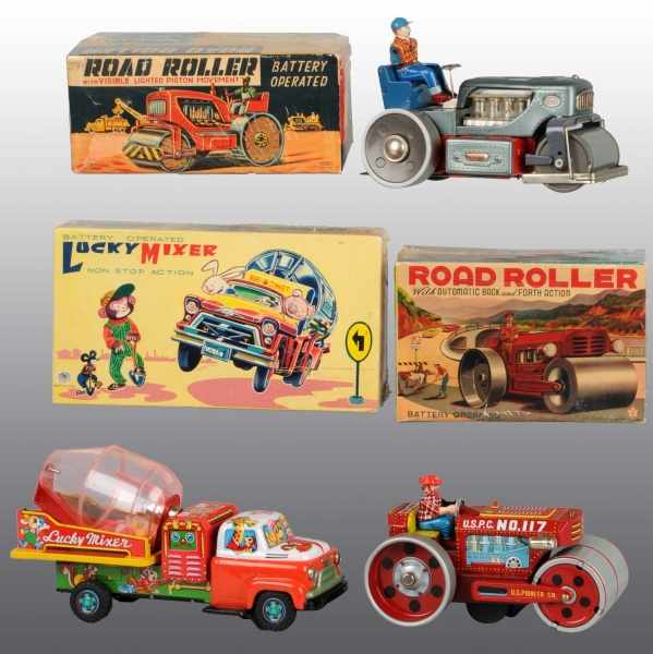 Appraisal: Lot of Tin Litho Construction Battery-Op Toys Description Japanese Working