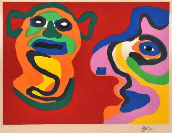 Appraisal: KAREL APPEL DUTCH - Two Figures screenprint E P A