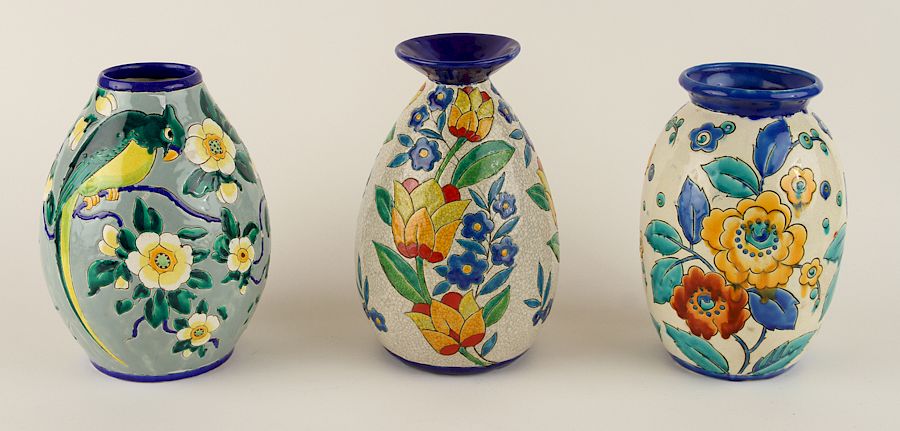 Appraisal: COLLECTION OF BOCH FRERES GLAZED CERAMIC VASES A collection of