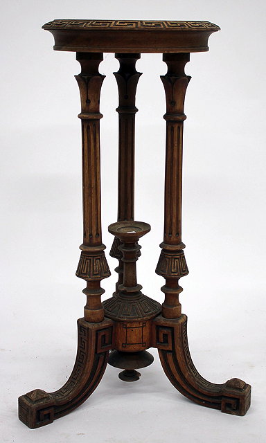 Appraisal: A TH CENTURY WALNUT TORCHERE OR PLANT STAND with circular