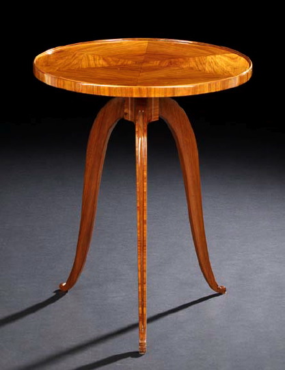 Appraisal: Art Nouveau-Style Kingwood Occasional Table the circular top with sunburst