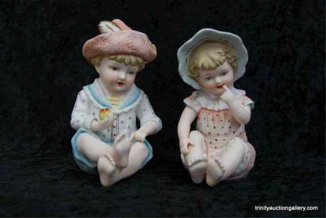 Appraisal: Vintage Pair of '' Bisque Piano BabiesNot marked and sticker