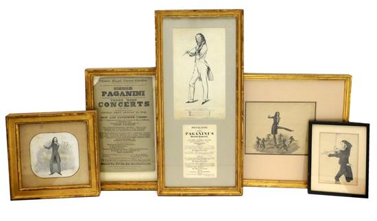 Appraisal: Musical ephemera relating to violinist Nicolo Paganini Italian - five