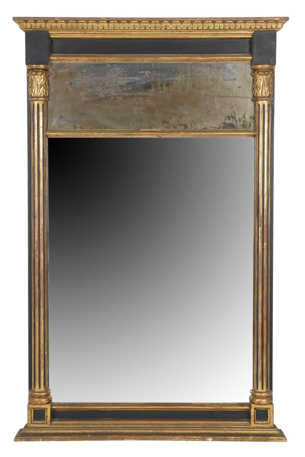 Appraisal: NEOCLASSIC CARVED GILT PAINTED WOOD WALL MIRRORwith flat mirror plates