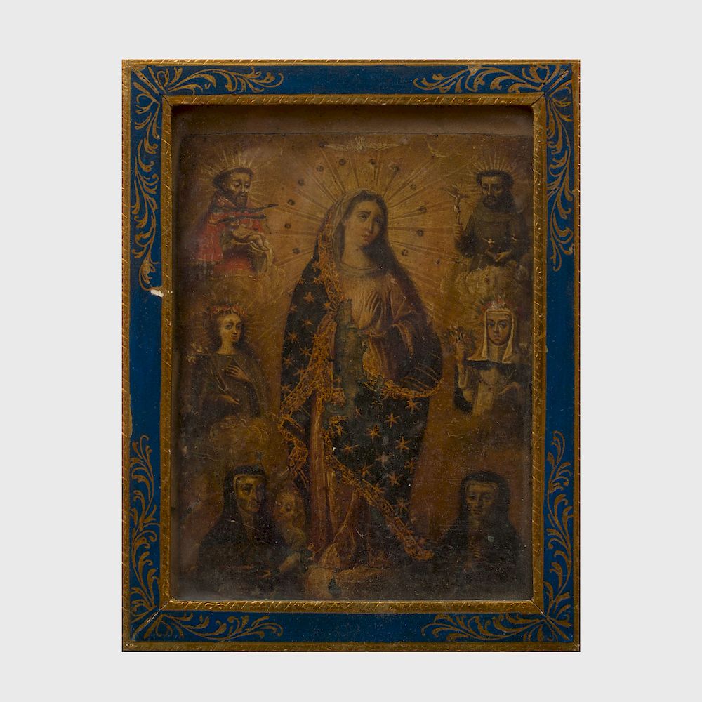 Appraisal: European School Madonna Oil on copper unsigned x in x