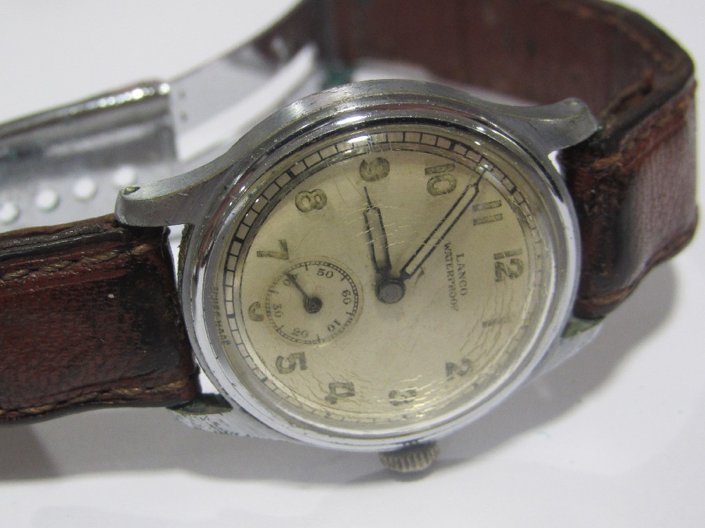 Appraisal: Gents 's stainless steel cased Lanco wrist watch on leather