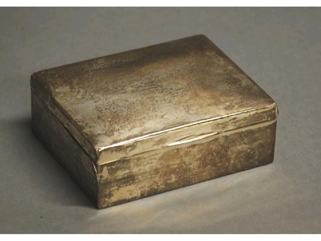 Appraisal: EARLY TWENTIETH CENTURY SILVER CLAD TABLE CIGARETTE BOX typical form