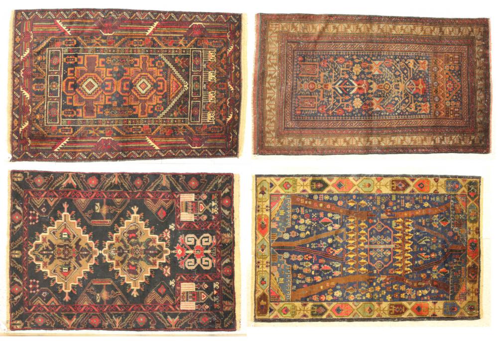 Appraisal: FOUR HAND KNOTTED BELOUCI TRIBAL PRAYER RUGS ' X '