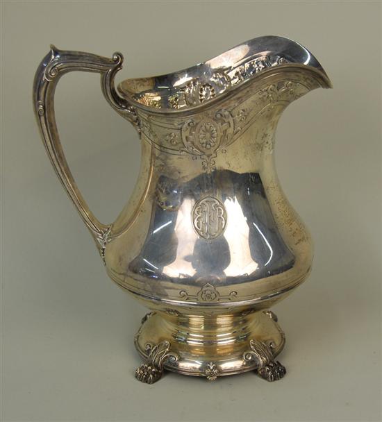 Appraisal: AMERICAN SILVER RENAISSANCE REVIVAL WATER PITCHER Lebkuecher Co maker Grogan