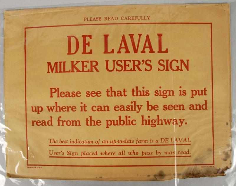 Appraisal: Tin DeLaval Milker Sign Description Comes with original paper envelope