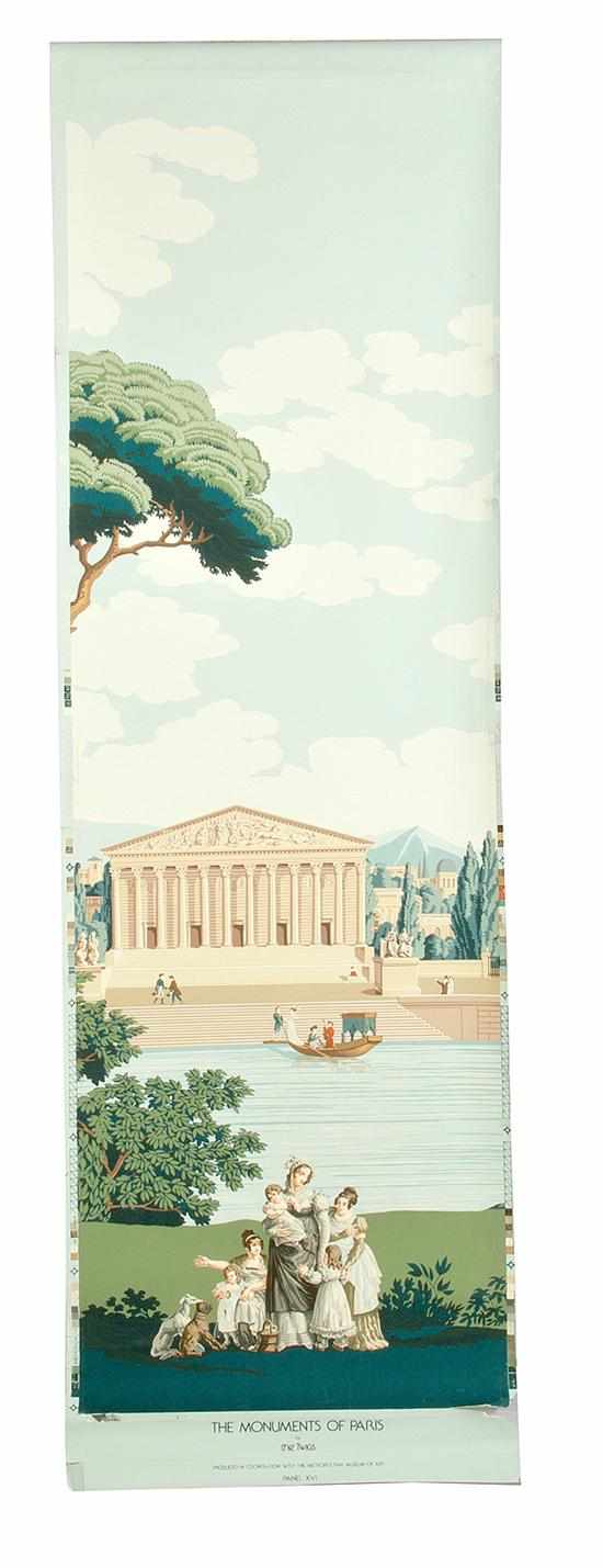 Appraisal: The Monuments of Paris wallpaper panels after Joseph Dufour with