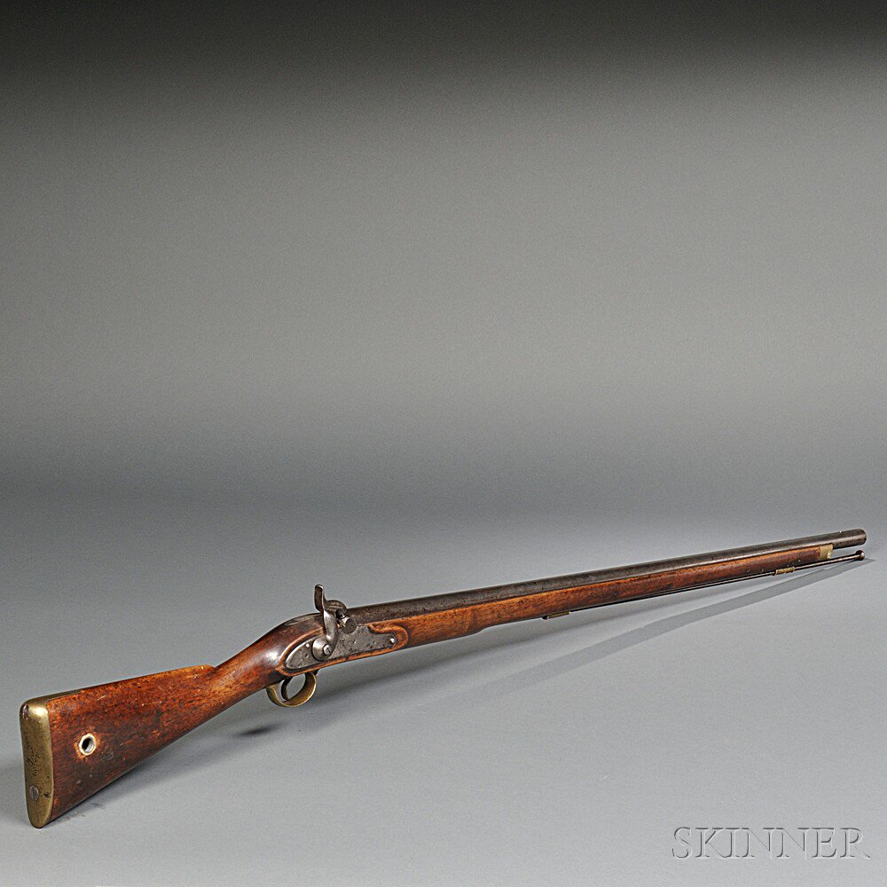 Appraisal: British Pattern Percussion Musket c th century walnut stock with