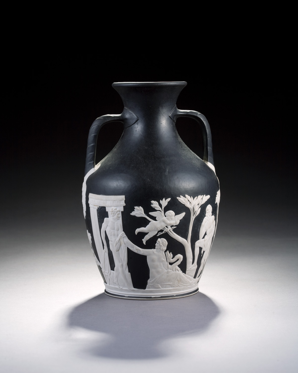 Appraisal: WEDGWOOD BLACK JASPER WARE 'PORTLAND' VASE Impressed WEDGWOOD Height inches