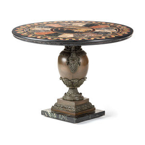 Appraisal: An Italian Bronze Side Table with a Pietra Dura Top