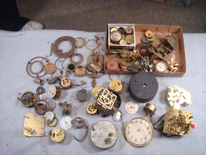 Appraisal: Large misc lot of clock movements dials case parts bells