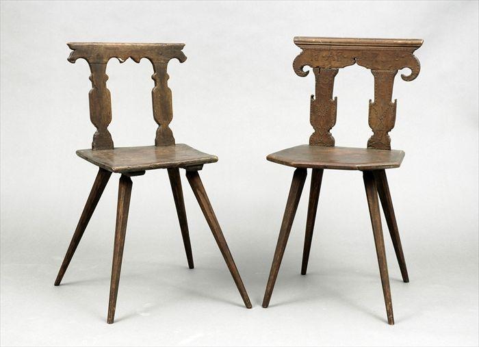 Appraisal: Two German or Austrian Walnut and Oak Side Chairs x