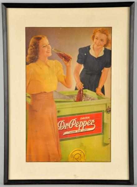 Appraisal: Dr Pepper Large Calendar Top Description Matted and framed under