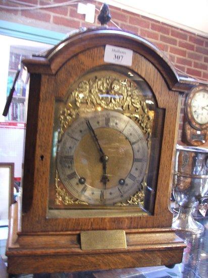 Appraisal: A LATE VICTORIAN OAK CASED CHIMING BRACKET CLOCK with arch