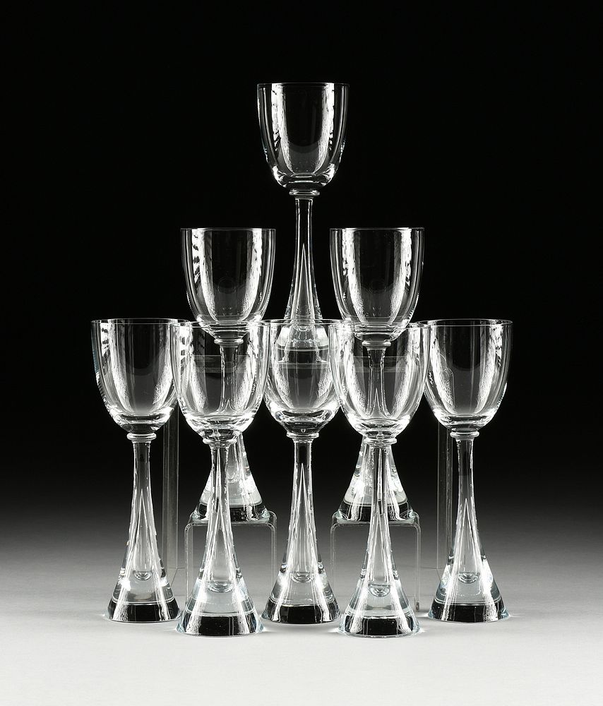 Appraisal: A SET OF EIGHT DANISH MODERN STYLE CRYSTAL WATER GLASSES