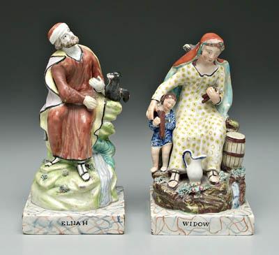 Appraisal: Staffordshire widow and Elijah Elijah seated with crow holding a