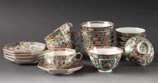 Appraisal: Six Chinese Export Rose Medallion porcelain covered rice bowls four