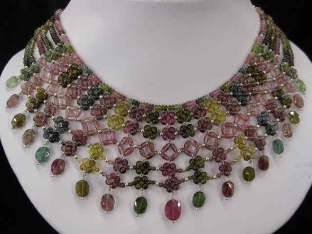 Appraisal: Tourmaline Necklace multi-strand a rainbow of colors sterling spacers stunning