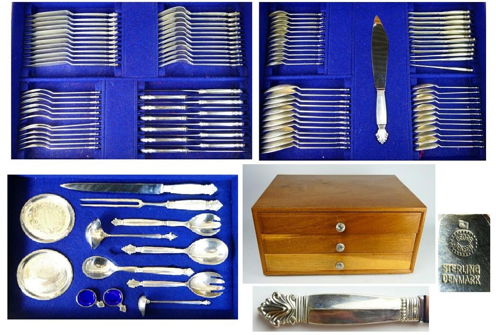 Appraisal: GEORG JENESEN PC ACANTHUS STERLING FLATWARE The best set of