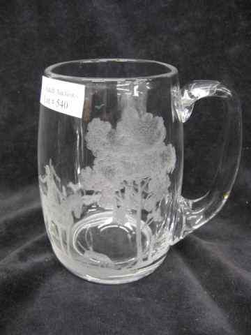 Appraisal: Heisey Glass ''Fox Chase'' Etched Beer Mug '' tall rare