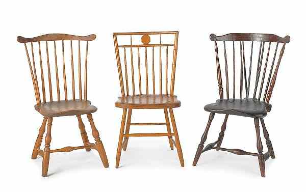 Appraisal: Three Pennsylvania Windsor chairs late th early th c