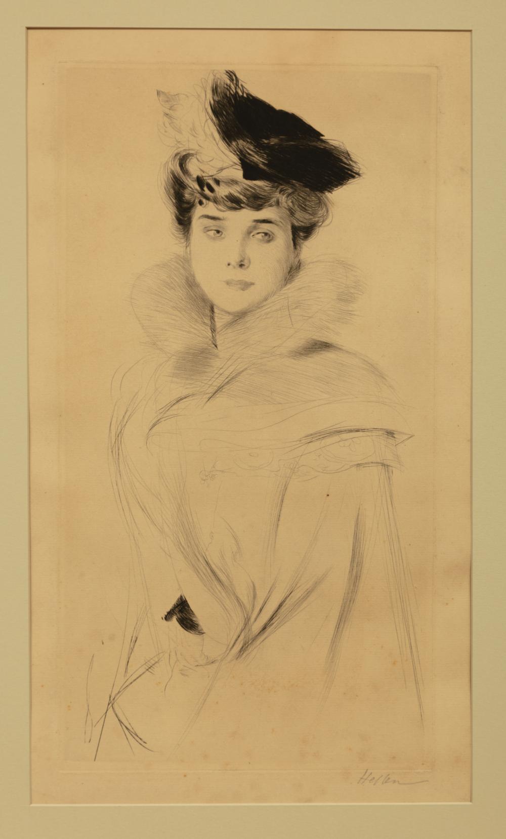 Appraisal: Paul Cesar Helleu French - Jeune Femme au Col de