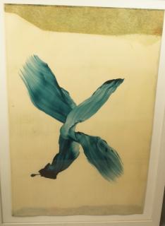 Appraisal: JAMES NARES Attributed Large Oil on Paper Fluid blue brush