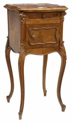 Appraisal: French Louis XV style nightstand early th c carved walnut