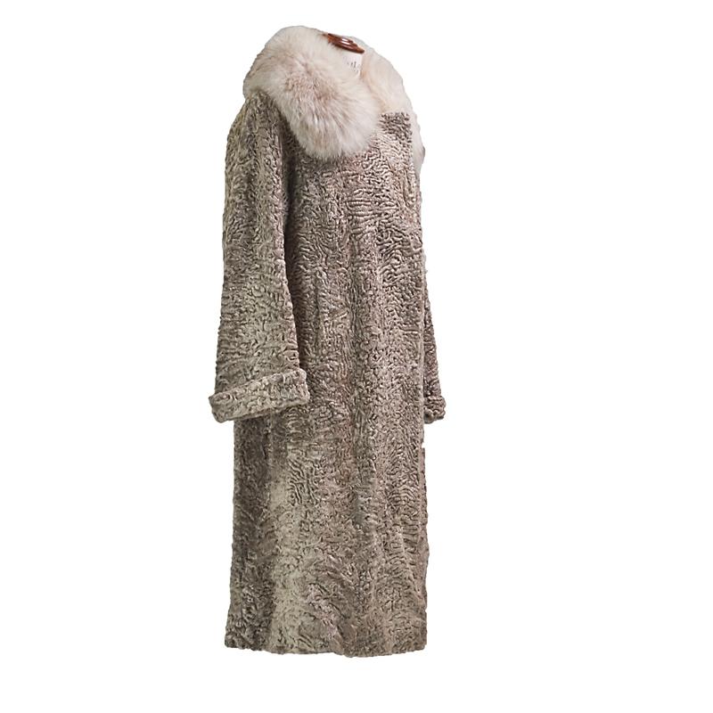 Appraisal: LAIDES SILVER PERSIAN LAMB AND FOX FUR COAT Satin lining