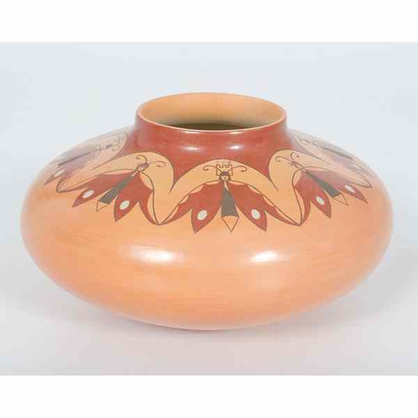 Appraisal: Hisi Quotskuyva Nampeyo Hopi Jar with squat round body painted