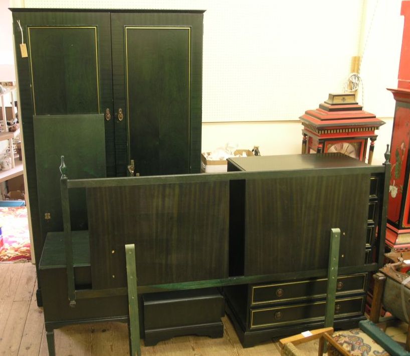 Appraisal: A green painted bedroom suite consisting of wardrobe ft in