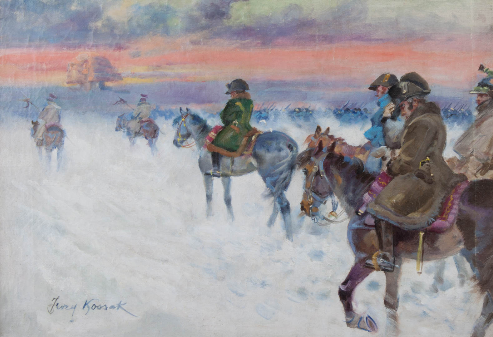 Appraisal: Jerzy Kossak Napoleon's Retreat from Moscow oil Polish - Oil