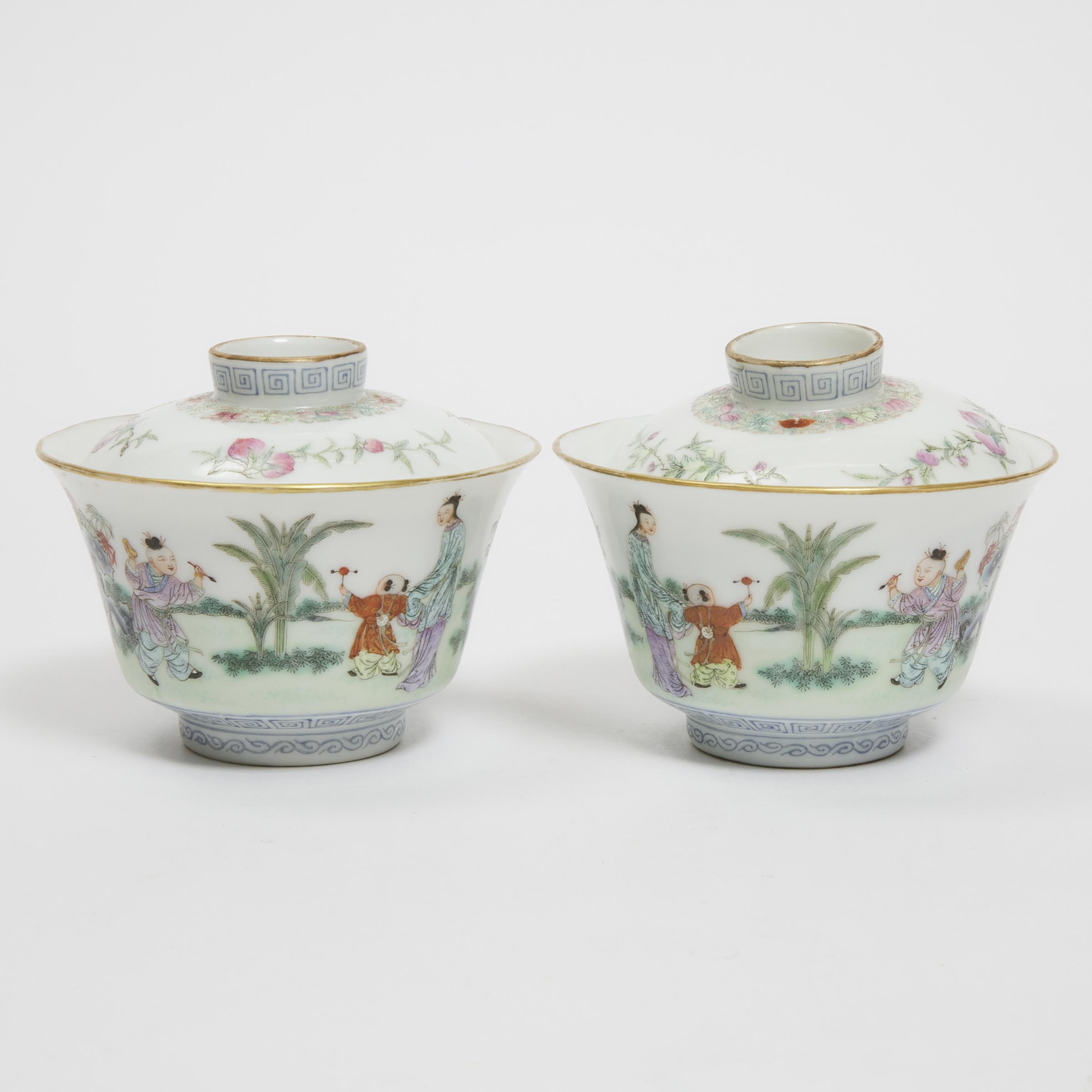 Appraisal: A Pair of Fine Famille Rose 'Ladies and Children' Bowl