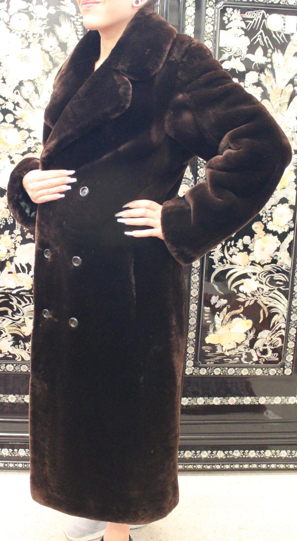 Appraisal: LADY'S FULL LENGTH SHEARED BEAVER COAT with three button closures