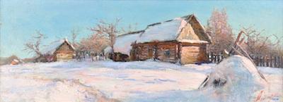 Appraisal: Alexander Smirnov Russian Contemporary Winter Russian Village Oil on canvas