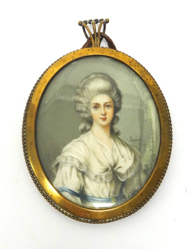 Appraisal: An oval portrait miniature of a lady with grey hair